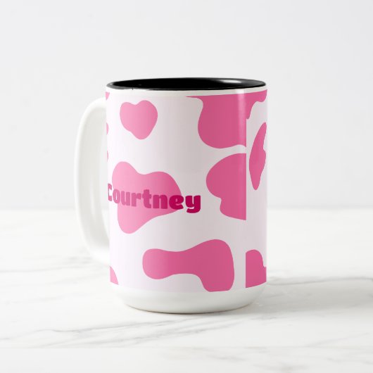 モノグラムファーム動物ピンクカウズプリント ツートーンマグカップ (正面左)