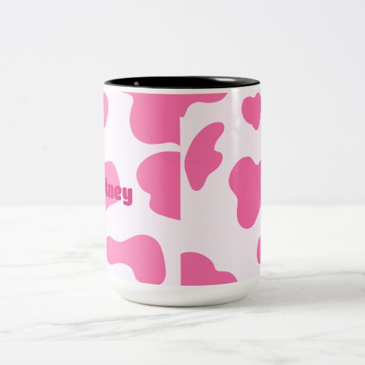 モノグラムファーム動物ピンクカウズプリント ツートーンマグカップ (中央)