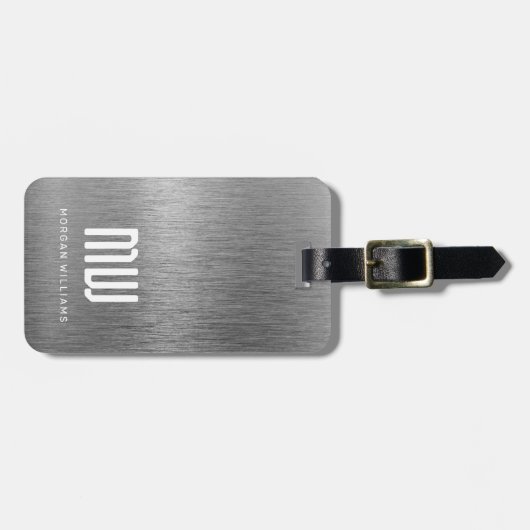 モノグラムフェイクグレイ金属箔 ラゲッジタグ (正面横)