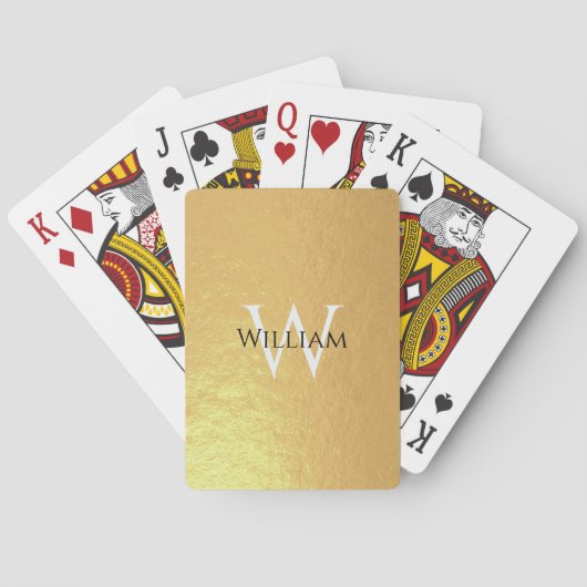 モノグラムフェイクゴールドフォイル名前をカスタムするイニシャルモダン トランプ (裏面)