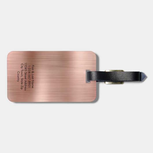 モノグラムフェイクバラ金ゴールド金属鋼形鋼カスタム成形 ラゲッジタグ (裏面横)