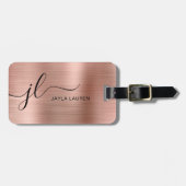 モノグラムフェイクバラ金ゴールド金属鋼 ラゲッジタグ (正面横)