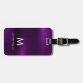 モノグラムフェイクパープル金属鋼スタイルカスタム ラゲッジタグ (正面横)