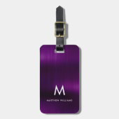 モノグラムフェイクパープル金属鋼スタイルカスタム ラゲッジタグ (正面縦)