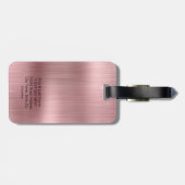 モノグラムフェイクピンクメタルパーソナライズされた鋼 ラゲッジタグ (裏面横)