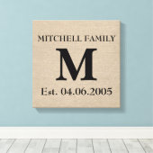 モノグラムフェイクリネンバーラップ素朴なシックなイニシャルジュート キャンバスプリント (インサイチュ (ウッドフロア))