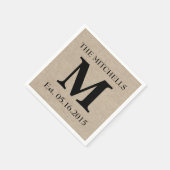 モノグラムフェイクリネンバーラップ素朴なシックなイニシャルジュート スタンダードカクテルナプキン (角)