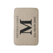 モノグラムフェイクリネン赤褐色の素朴なイニシャルの結婚 バスマット (正面縦)