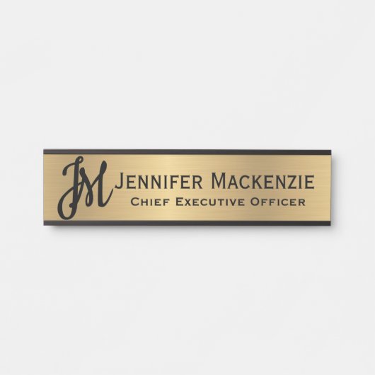 モノグラムフェイク金ゴールドオフィスのドアの署名シンボルや象徴 サインプレート (正面)