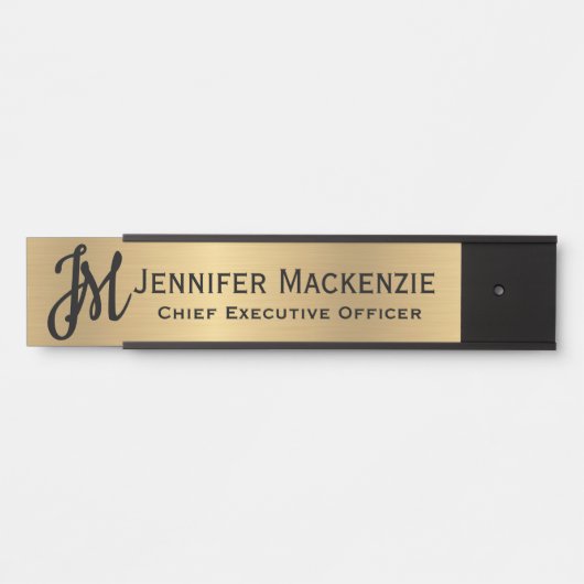 モノグラムフェイク金ゴールドオフィスのドアの署名シンボルや象徴 サインプレート (正面)