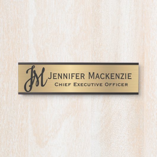 モノグラムフェイク金ゴールドオフィスのドアの署名シンボルや象徴 サインプレート (正面)