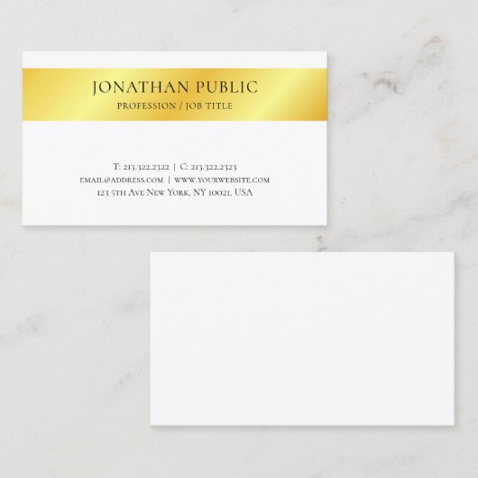 モノグラムフェイク金ゴールドメタリックモダンルック 名刺 (正面/裏面)