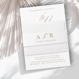 モノグラムフェイク金ゴールド結婚タイポグラフィ 招待状ベリーバンド