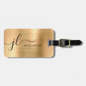 モノグラムフェイク金ゴールド金属鋼 ラゲッジタグ (正面横)