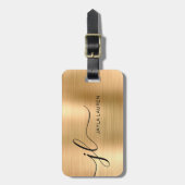 モノグラムフェイク金ゴールド金属鋼 ラゲッジタグ (正面縦)
