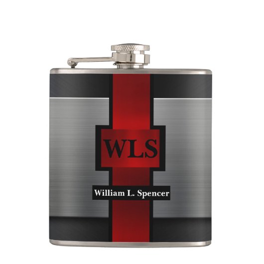 モノグラムフェイク金属ビニール包まれたフラスコ フラスク (正面)