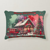 モノグラムフェスティバルヴィンテージクリスマスオングリーン | アクセントクッション (正面)