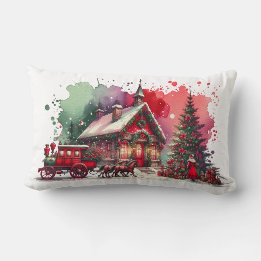 モノグラムフェスティバルヴィンテージクリスマスオンブラウン | ランバークッション (裏面)