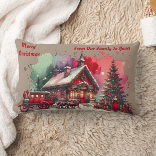 モノグラムフェスティバルヴィンテージクリスマスオンブラウン | ランバークッション (ブランケット)