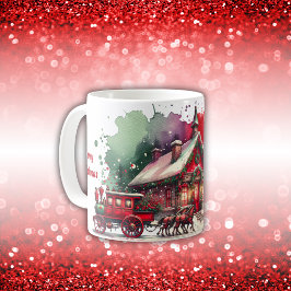 モノグラムフェスティバルヴィンテージクリスマスオンホワイト | コーヒーマグカップ