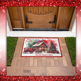 モノグラムフェスティバルヴィンテージクリスマスオンホワイト | ドアマット