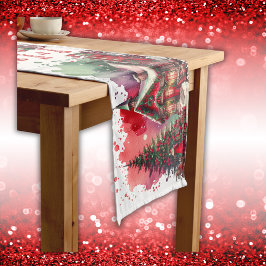 モノグラムフェスティバルヴィンテージクリスマスオンホワイト | ミディアムテーブルランナー