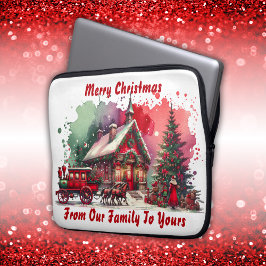 モノグラムフェスティバルヴィンテージクリスマスオンホワイト | ラップトップスリーブ