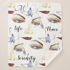 モノグラムフェミニンシック芸術的アートワーク シェルパブランケット