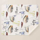 モノグラムフェミニンシック芸術的アートワーク シェルパブランケット (正面(横))