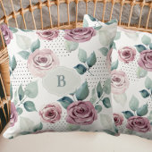 モノグラムフェミニンヴィンテージシャビーシックなピンクのバラ クッション