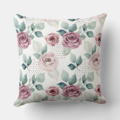 モノグラムフェミニンヴィンテージシャビーシックなピンクのバラ クッション (裏面)