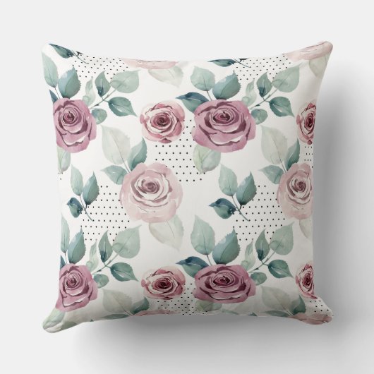モノグラムフェミニンヴィンテージシャビーシックなピンクのバラ クッション (裏面)