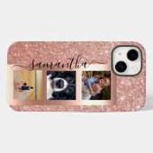 モノグラムフォトグリッターバラ金ゴールド手書き Case-Mate iPhoneケース (裏面 (横))