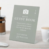 モノグラムフォトゲストブックセージグリーン結婚ズ 台座サイン (インサイチュ)