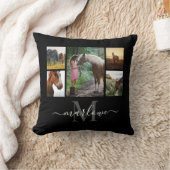 モノグラムフォトコラージブラックホースガール名 クッション (ブランケット)