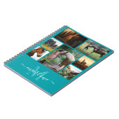 モノグラムフォトコラージュティール(緑がかった色)名前をカスタムする手帳 ノートブック (左側)