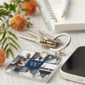 モノグラムフォトコラージュネービーブルー キーホルダー (正面右)