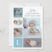 モノグラムフォトコラージュ男の赤ちゃん誕生 案内状 (正面)