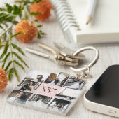 モノグラムフォトコラージュ赤面ピンク キーホルダー (正面右)