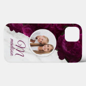 モノグラムフォトモダンフローラ大理石名前をカスタムする Case-Mate iPhoneケース (裏面 (横))