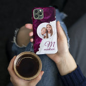 モノグラムフォトモダンフローラ大理石名前をカスタムする Case-Mate iPhoneケース