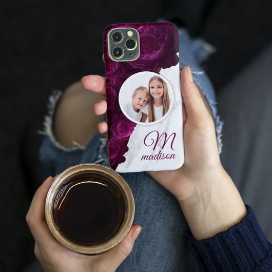 モノグラムフォトモダンフローラ大理石名前をカスタムする Case-Mate iPhoneケース