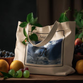 モノグラムフォトライトブルー曇り空とサンドッグ ラージトートバッグ