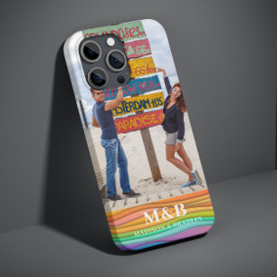 モノグラムフォト名カラフルWaveトレンディーモダン iPhone 13ケース