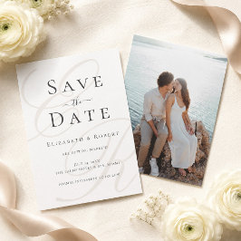 モノグラムフォト セーブ・ザ・デート カード(モダンでシンプルな結婚式ペーパーアイテム)