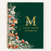 モノグラムフォレストマッシュルームフローラファミリーレシピブック ノートブック (正面)