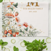 モノグラムフォレストマッシュルーム花フローラ植物 キッチンタオル (折り畳み)