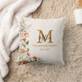 モノグラムフォレストマッシュルーム花フローラ植物 クッション (ブランケット)