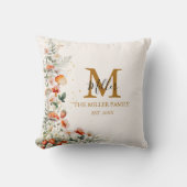 モノグラムフォレストマッシュルーム花フローラ植物 クッション (正面)