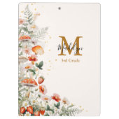 モノグラムフォレストマッシュルーム花フローラ植物 クリップボード (裏面)